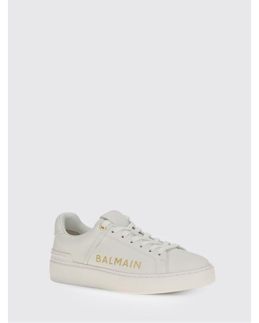 Balmain White B-Court Leather Sneakers