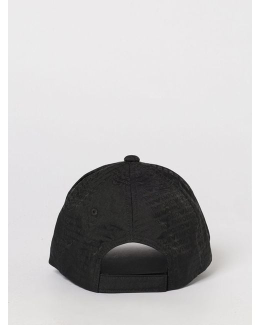 Emporio Armani Black Polyamide Hat With Jacquard Logo for men