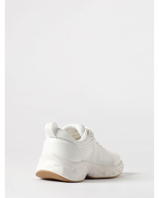 Jimmy Choo White Diamond Run F Stretch Knit And Leather Sneakers