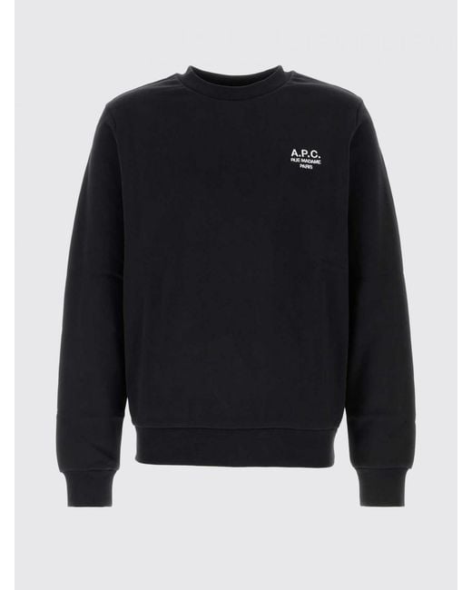 A.P.C. Black Cotton Crew-Neck Sweatshirt With Logo for men