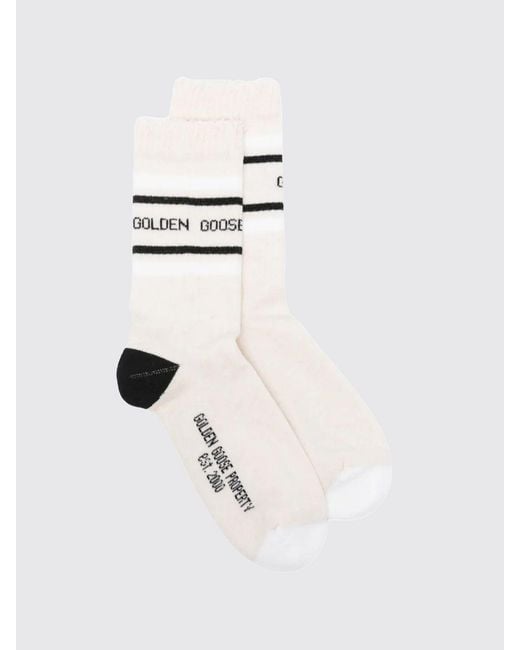 Golden Goose Deluxe Brand White Stretch Cotton Socks With Jacquard Logo for men