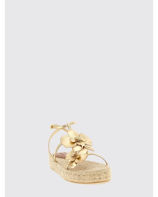 Zimmermann Natural Orchid Laminated Leather Wedge Sandal With Floral Applications