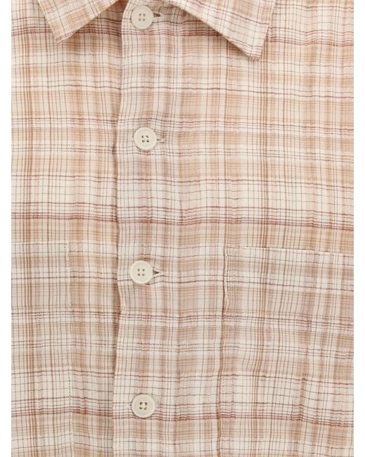 sunflower Natural Check Cotton And Linen Blend Casual Shirt for men