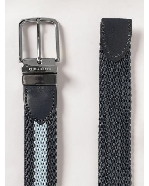 Paul & Shark Gray Paul &Amp Shark Striped Viscose Canvas Belt for men