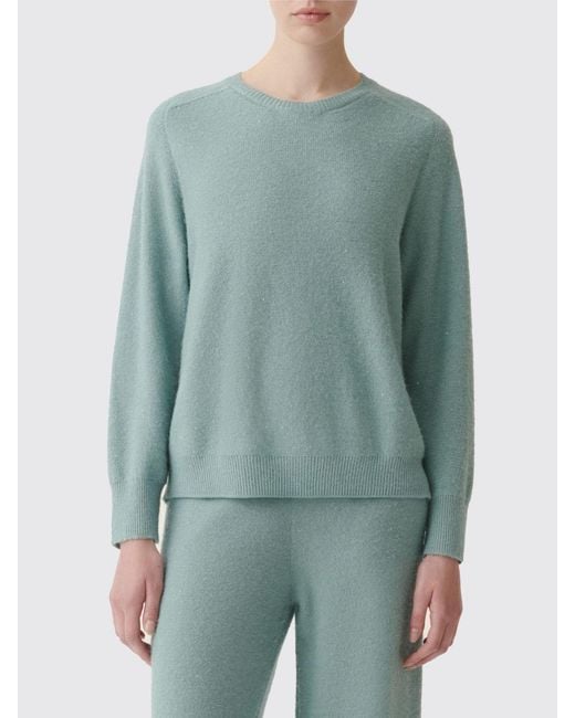Fabiana Filippi Green Wool And Cashmere Crew Neck Jumper With Sequin Embroidery
