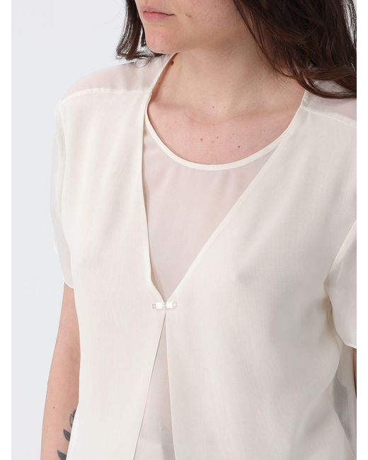 Emporio Armani White Fluid Top With Chiffon Panel