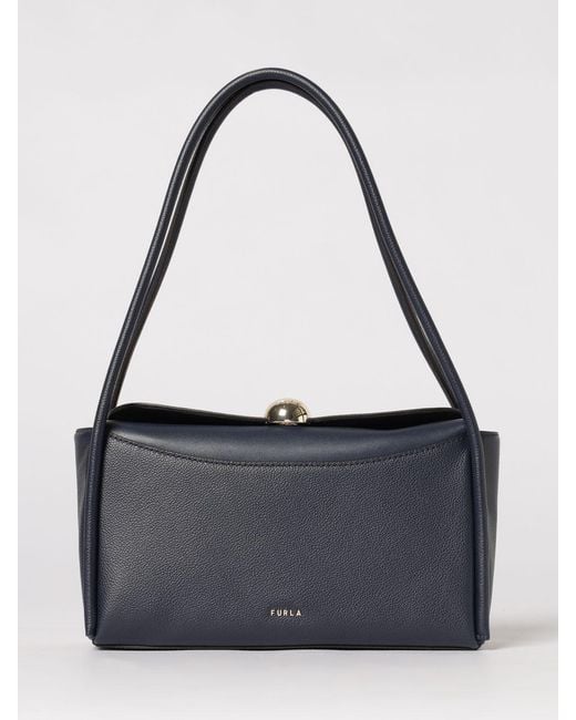 Furla Blue Nicole Grained Leather Bag