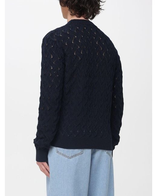 Dries Van Noten Blue Openwork Knit Sweater for men