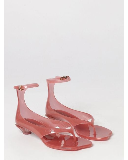 Chloé Pink ChloÉ Jelly Pvc Thong Sandals With Ankle Strap