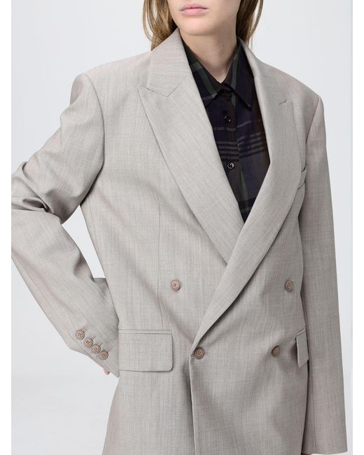 Frankie Shop Gray Double-Breasted Oversized Virgin Wool Blend Blazer