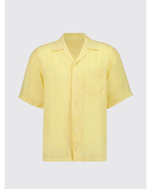 Camicia Basic di 120% Lino in Yellow da Uomo