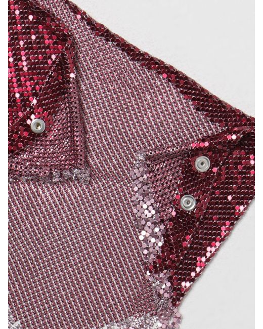 Sciarpa Pixel in maglia metallica con frange di Rabanne in Red