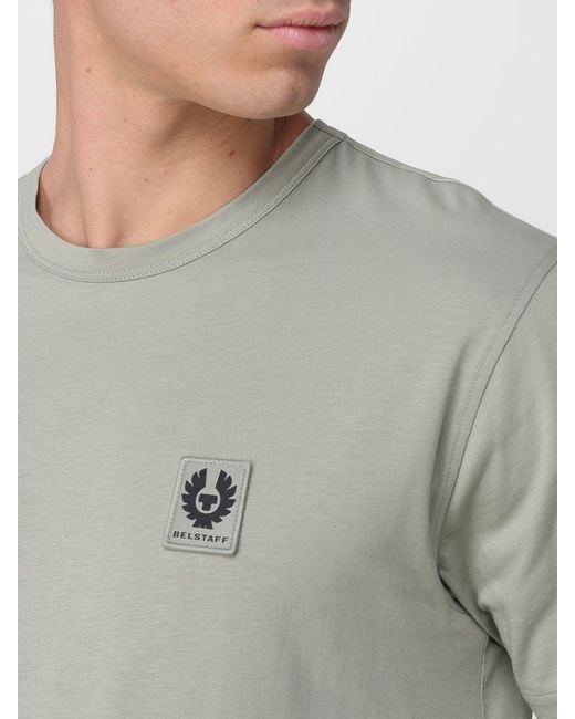 Belstaff Gray Cotton T-Shirt With Logo for men