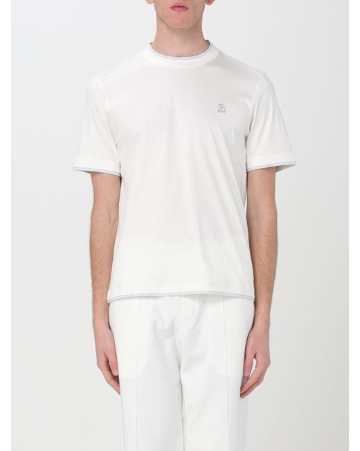 T-shirt basic di Brunello Cucinelli in White da Uomo