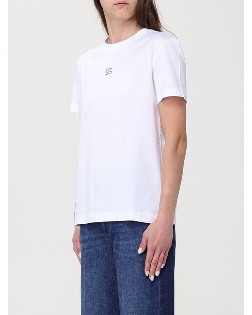 Dolce & Gabbana White Dolce &Amp Gabbana Ribbed Cotton T-Shirts With Logo