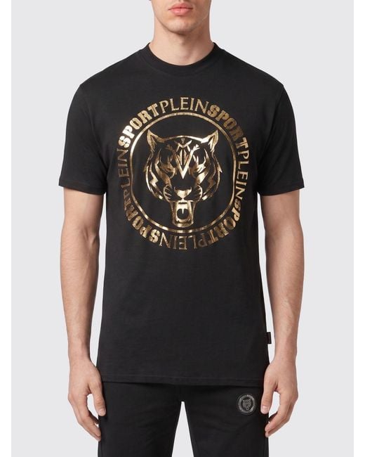 Philipp Plein Black Slim Fit Cotton T-Shirt With Graphic Print And Tone-On-Tone Logo for men