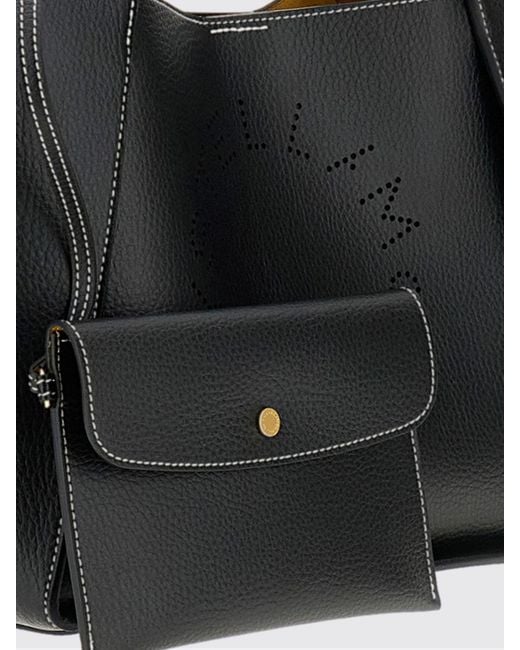 Stella McCartney Black Faux Leather Handbag With Perforated Logo And Pouch