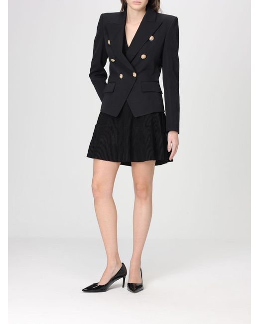 Balmain Black Double-Breasted Wool Blazer