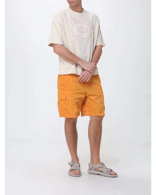 C P Company Orange Technical Fabric Cargo Shorts for men