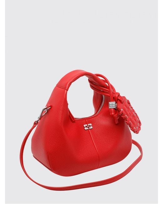 Ganni Red Recycled Polyester Blend Hobo Bag