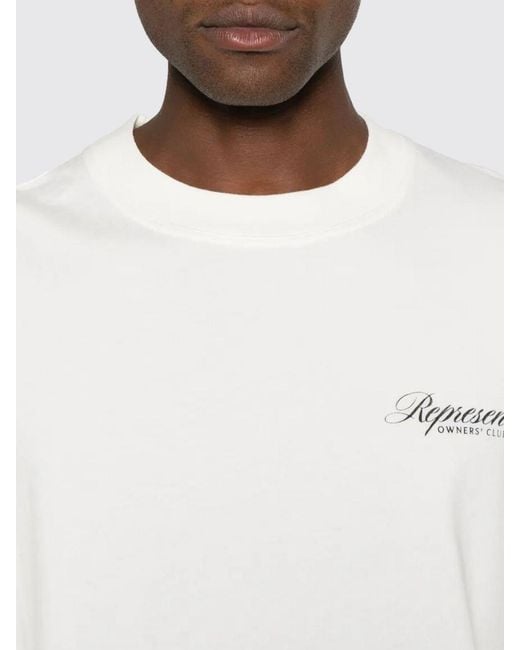 Represent White Cotton Logo T-Shirt for men