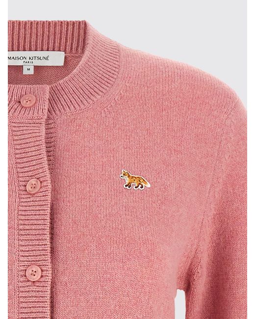 Maison Kitsuné Red Maison KitsunÉ Chillax Fox Logo Patch Merino Wool Cardigan