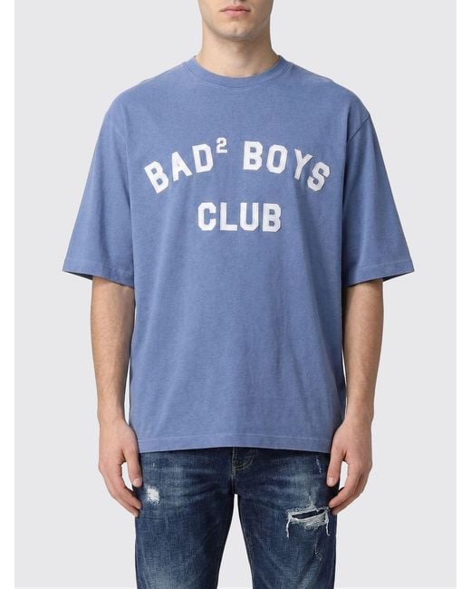 DSquared² Blue Cotton Crew Neck T-Shirt With Slogan for men