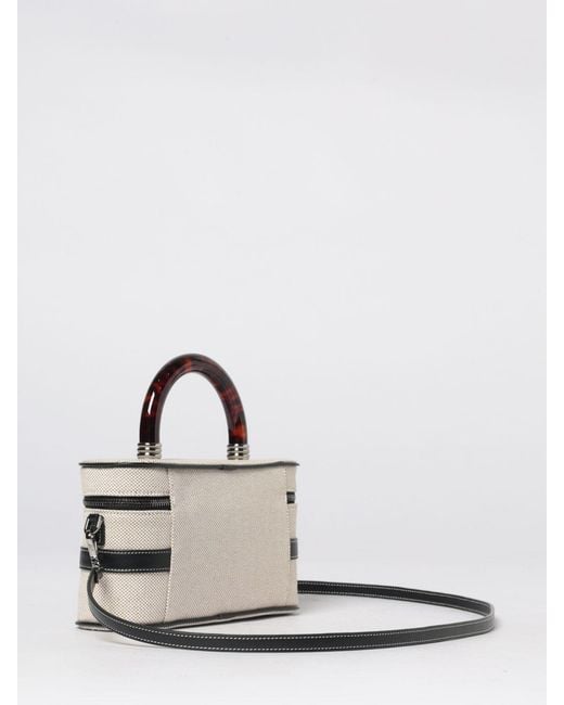 Roger Vivier Natural Belle Vivier Cotton Canvas Vanity Bag