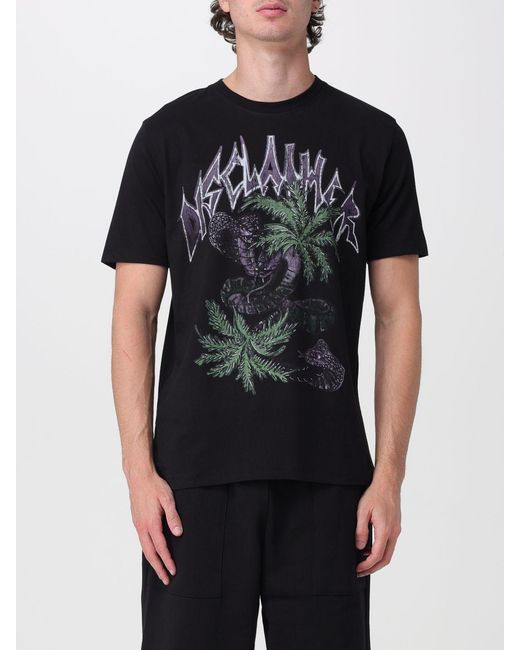 DISCLAIMER Black Cotton T-Shirt With Graphic Graffiti Print for men