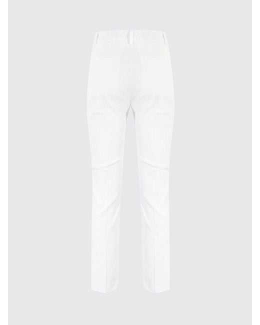 Pinko White Cropped Fit Linen Blend Trousers