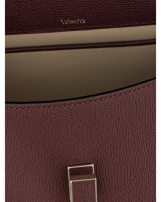 Valextra Purple Iside Mini Grained Leather Bag