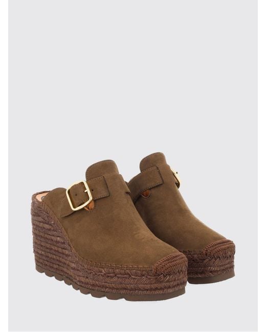Stella McCartney Brown Gaia Synthetic Suede Wedge Mules