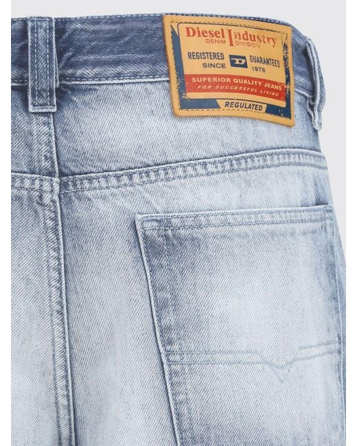 DIESEL Blue D-Macro Cotton Denim Jeans for men