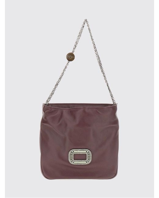 Roger Vivier Purple Pilgrim Jewel Buckle Mini Nappa Leather Bucket Bag