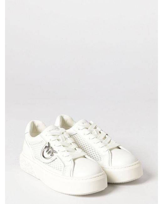 Pinko Natural Yoko Leather And Mesh Sneakers