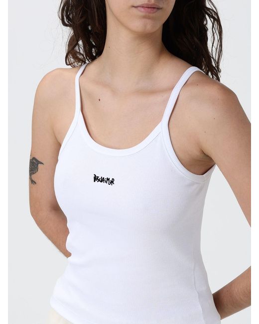 DISCLAIMER White Slim Fit Stretch-Cotton Top With Contrast Logo