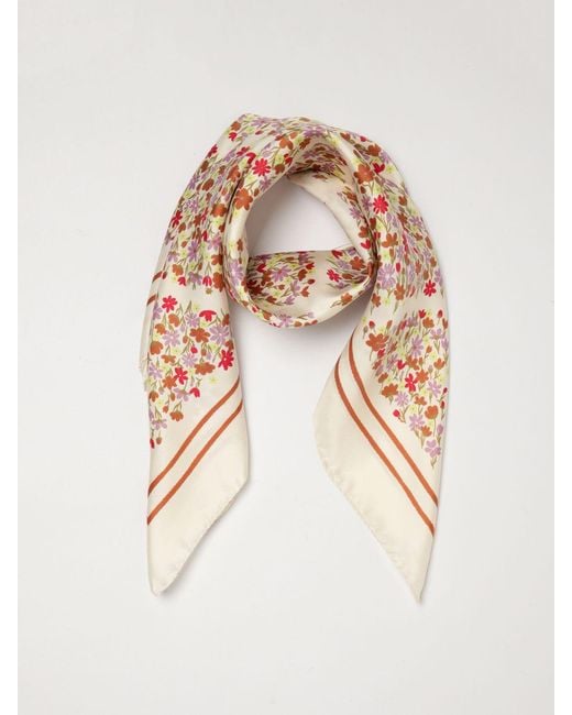 Coccinelle Natural Square Silk Scarf With All-Over Floral Print