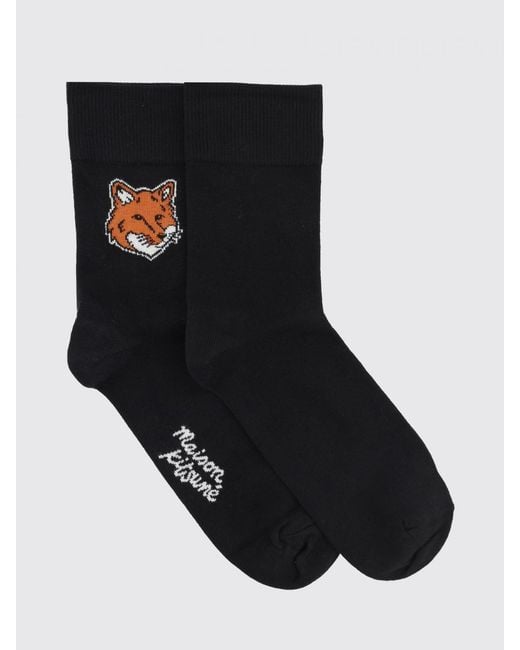 Maison Kitsuné Black Maison KitsunÉ Set Of 3 Pairs Of Stretch Cotton Socks With Jacquard Logo