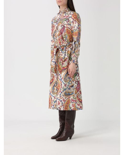 Etro Natural Cotton Paisley Print Shirt Dress