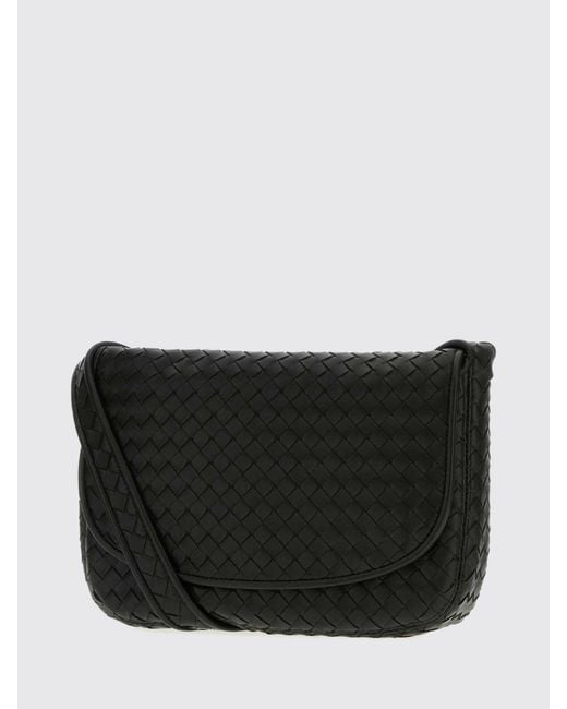 Bottega Veneta Black Intrecciato Woven Nappa Leather Messenger Bag for men