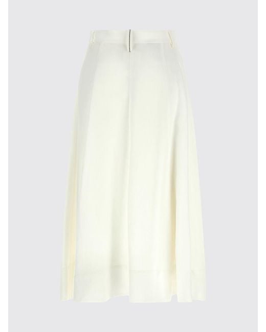 Brunello Cucinelli White Long Linen Blend Skirt