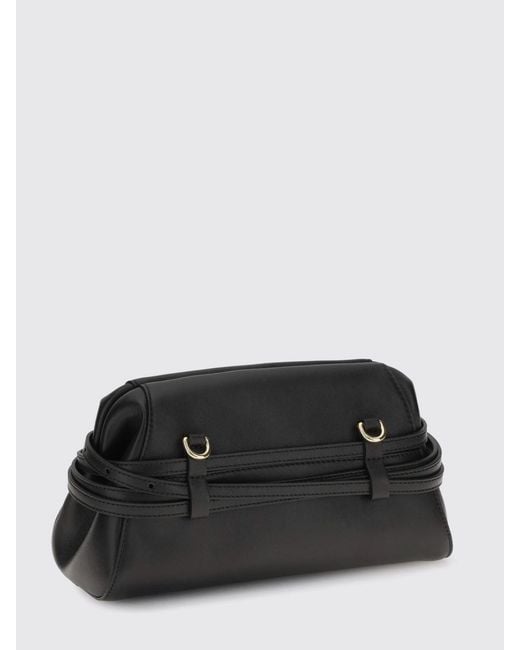 Moschino Couture Black Tie Me Leather Mini Clutch With Removable Strap