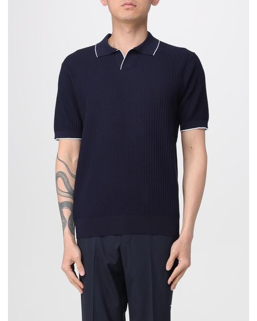 Kangra Blue Cotton Knit Polo Shirt for men