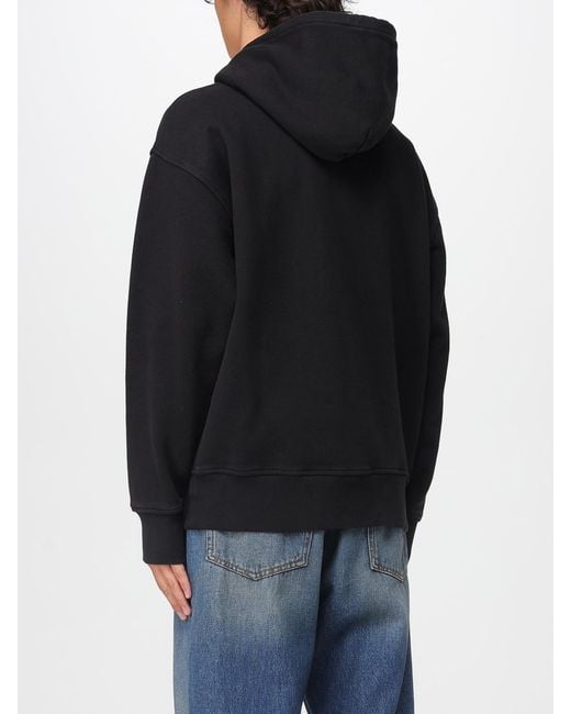 MSGM Black Hoodie With Front Kangaroo Pocket for men