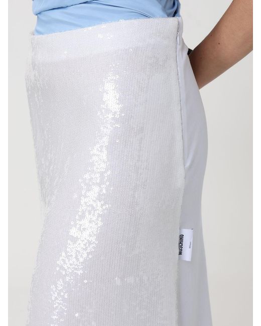 Moschino Couture White Cotton Blend Long Skirt With Sequins