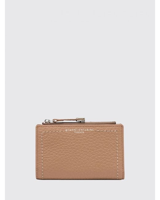 Gianni Chiarini Natural Grained Leather Bifold Wallet With Laminated Logo And Coin Pocket