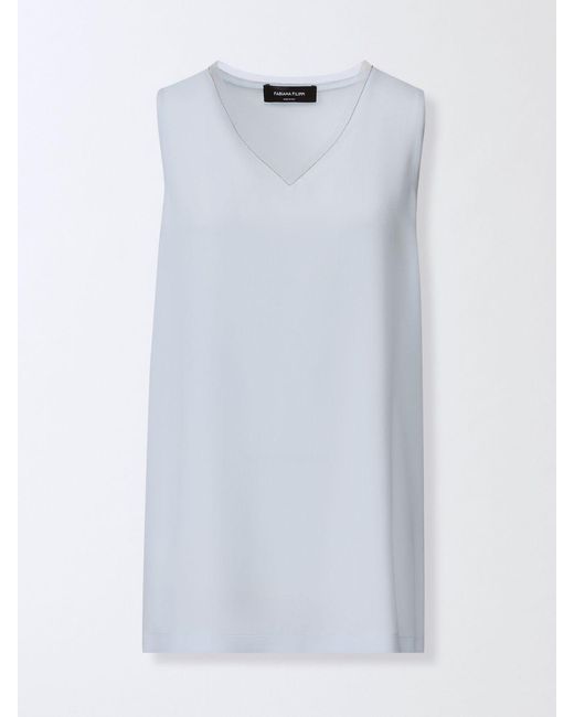 Fabiana Filippi Blue Silk Blend Basic Top