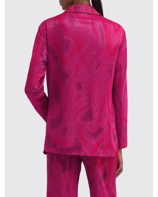 MACCAPANI Red Double-Breasted Viscose And Cotton Blazer