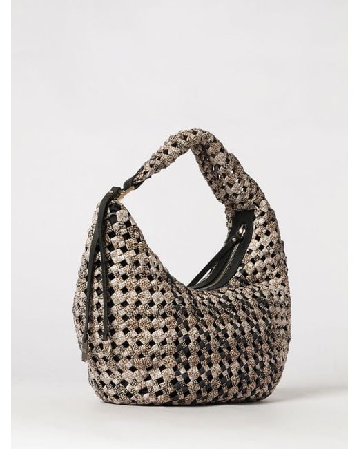 Borbonese Multicolor Check Print Recycled Nylon Hobo Bag With Woven Handle