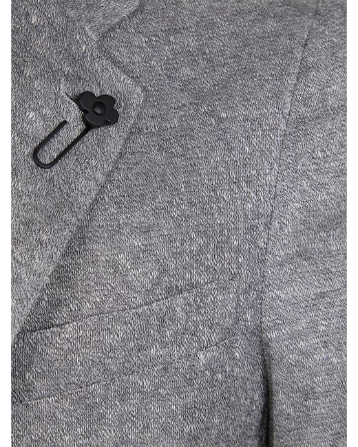 Lardini Gray Single Breasted Linen And Cotton Blazer for men